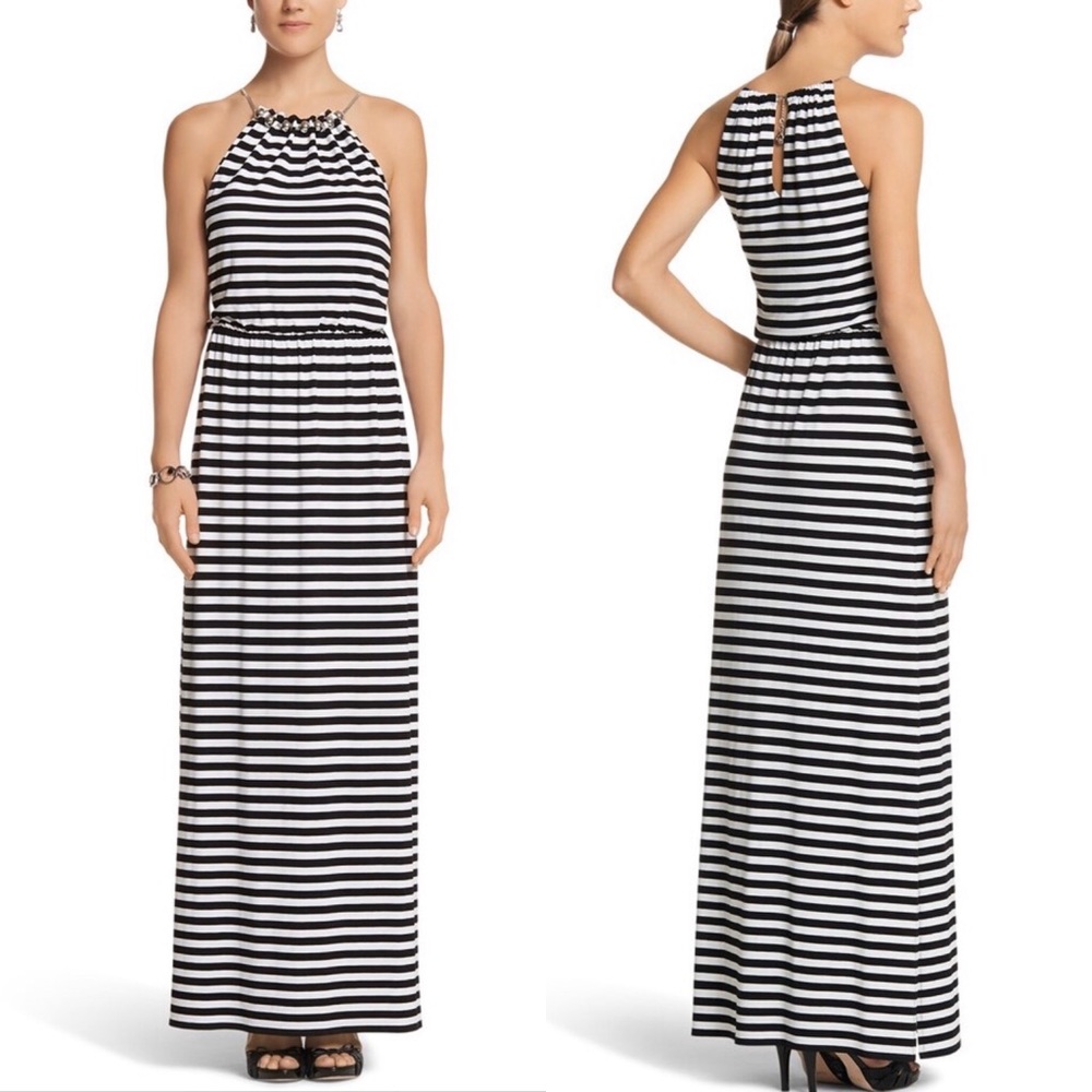 BHWM | Striped Necklace Maxi Dress